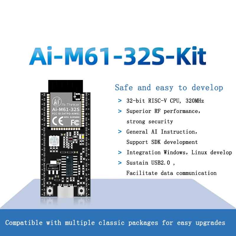 

Ai-M61-32S kit Ai-xinker WiFi6 Bluetooth BLE5.3 combo module BL618 chip Ai-M61-32S development board WiFi-6 WiFi 6 Ai-M61-32S