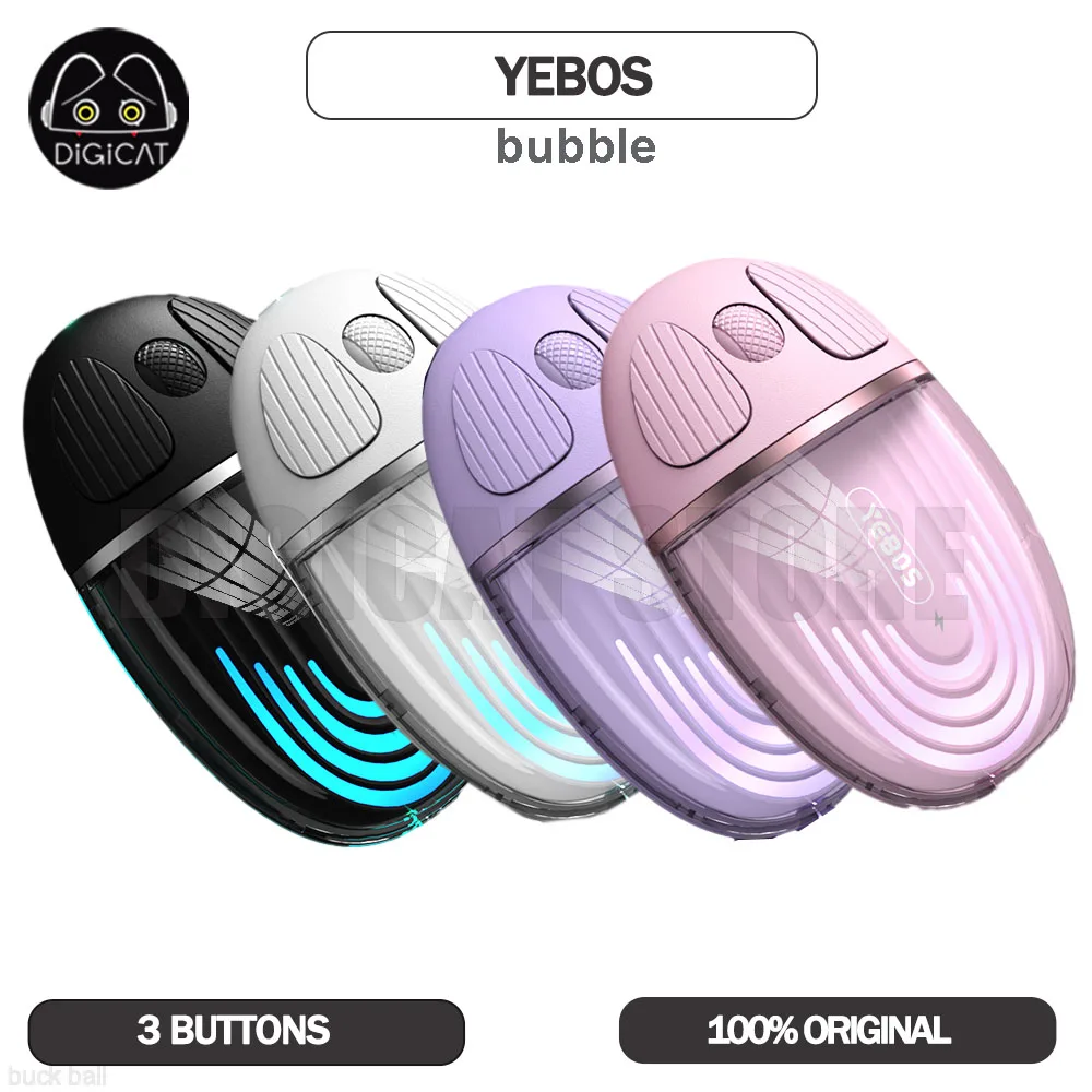 

Yebos Bubble Transparent Mouse Lightweight Design 2.4G Wireless Mouse Mute Button Office Mouse For Win/Mac Os Portable Mice Gift