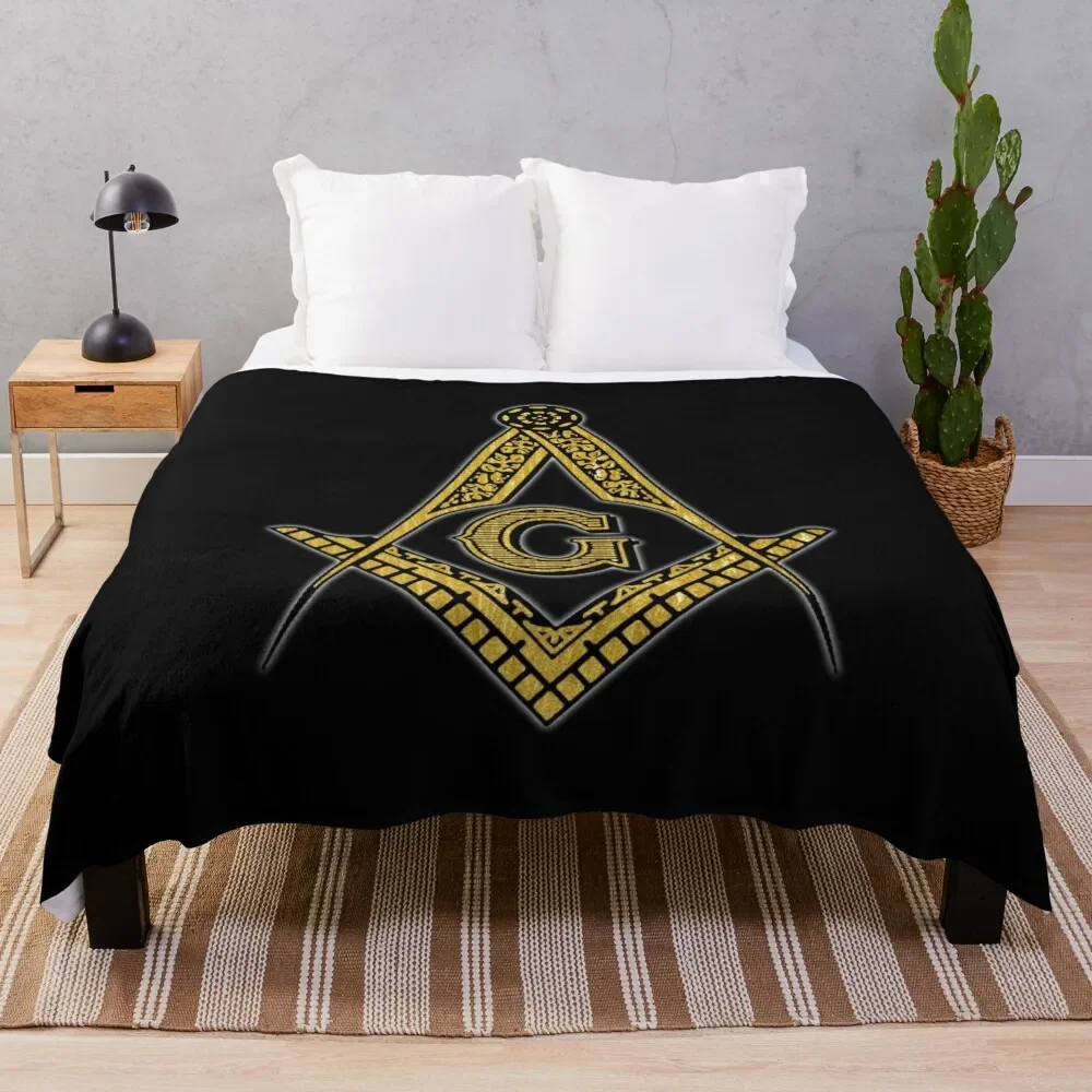 

Freemason (Black & Gold) Throw Blanket for babies Retros christmas decoration Flannel Fabric Blankets