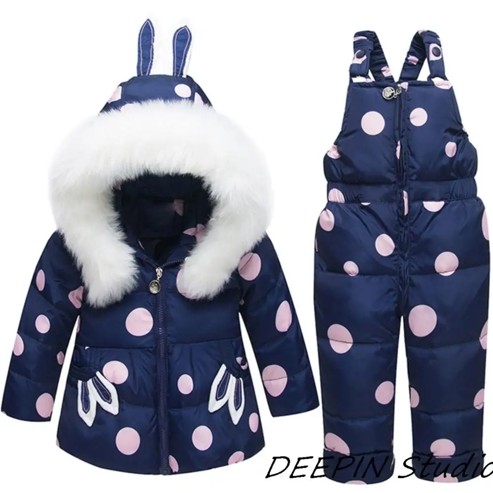 

-30℃ New Children Down Coat + Jumpsuit Kids Toddler Girls Boys Clothes 2pcs Winter Puffer Jacket Outfit Suit Warm Baby Overalls