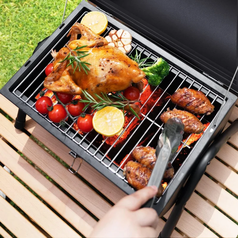 

Portable Charcoal Grill, Tabletop Outdoor Barbecue Smoker, Small BBQ Grill for Outdoor Cooking Backyard Camping Picnics Beach by