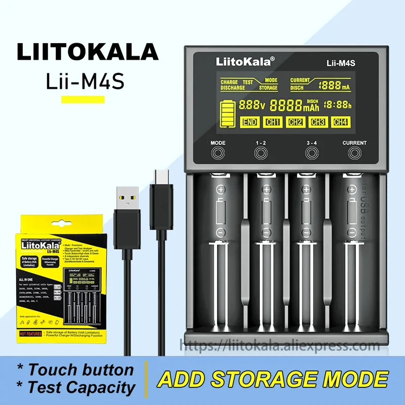 Liitokala Lii-M4S Lii-500 Lii-PD4 Lii-500S LCD 3.7V 18650 18350 18500 21700 20700 14500 26650 AA NiMH Lithium-Battery Charger
Liitokala Lii-M4S Lii-500 Lii-PD4 Lii-500S LCD 3.7V 18650 18350 18500 21700 20700 14500 26650 AA NiMH Lithium-Battery Charger