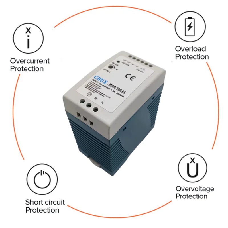 

CHUX MDR Power Supply 100W 12V 7.5A For Cnc Cctv Led Light AC TO DC Switching Power Supply (MDR100W-12V)