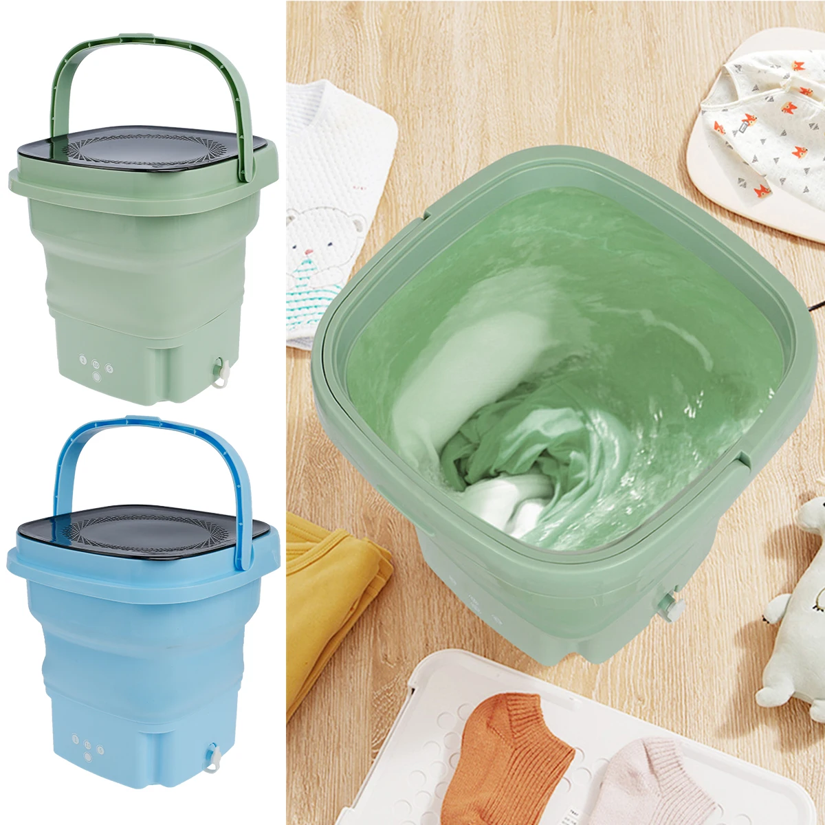 Mini Portable Washing Machine Foldable Small Laundry Machine with Drain Basket Lightweight Washer 3 Speed Timing Reusable
Mini Portable Washing Machine Foldable Small Laundry Machine with Drain Basket Lightweight Washer 3 Speed Timing Reusable