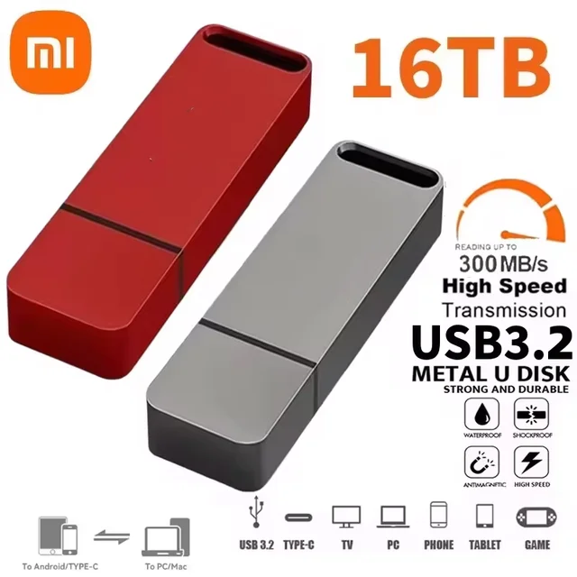 Xiaomi-Clé USB 3.2 en métal, clé USB haute vitesse, clé USB, mini SSD portable, mémoire U étanche, type C, 8 To, 16 To 1