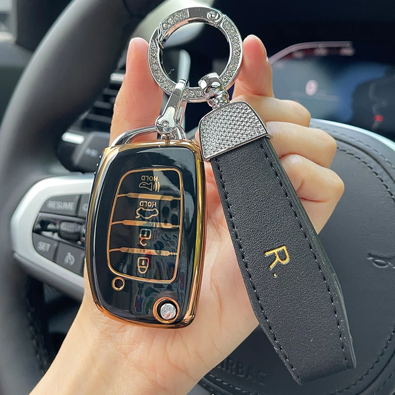 Leather Strap KeyChain Flip Folding Key 4 Button Tpu Car Key Case Cover for Hyundai Sonata 2015Santa Fe 2013 GLS Key Shell Fob
Leather Strap KeyChain Flip Folding Key 4 Button Tpu Car Key Case Cover for Hyundai Sonata 2015Santa Fe 2013 GLS Key Shell Fob