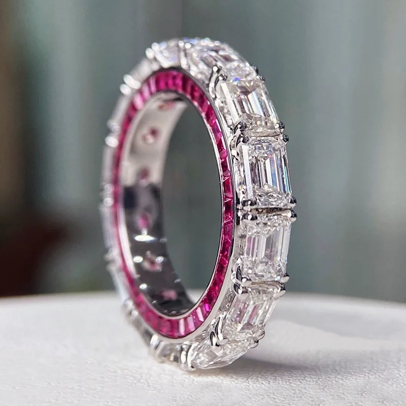 

Сверкающий бриллиантовый драгоценный камень, Серебряный Изумрудный Ограненный сапфир, кольцо на палец, ювелирные изделия для свадебной вечеринки