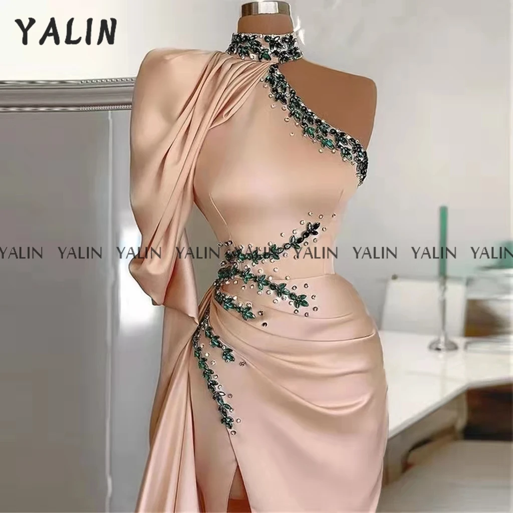 YALIN Champagne Evening Dress One Shoulder Long Sleeve Mermaid Slim Sweep Train Split Prom Exquisite formal dress
YALIN Champagne Evening Dress One Shoulder Long Sleeve Mermaid Slim Sweep Train Split Prom Exquisite formal dress