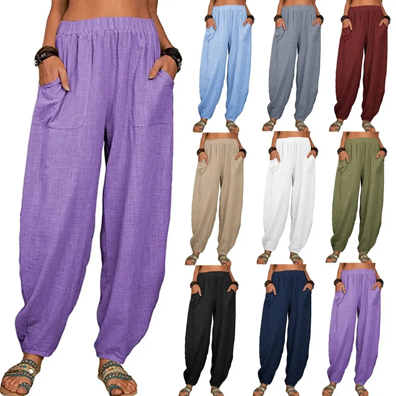 Linen Autumn Cotton Women's Pants Y2K Black Drawstring Elastic Waist Casual Pants Female Loose Fashion Elegant Ladies Bottom
Linen Autumn Cotton Women's Pants Y2K Black Drawstring Elastic Waist Casual Pants Female Loose Fashion Elegant Ladies Bottom