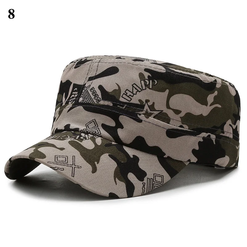 

Camouflage Flat Cap Military Combat Cadet Camo Baseball Hat Adjustable Classic Fashion Soldier Sunshade Hat For Women Men Gorras