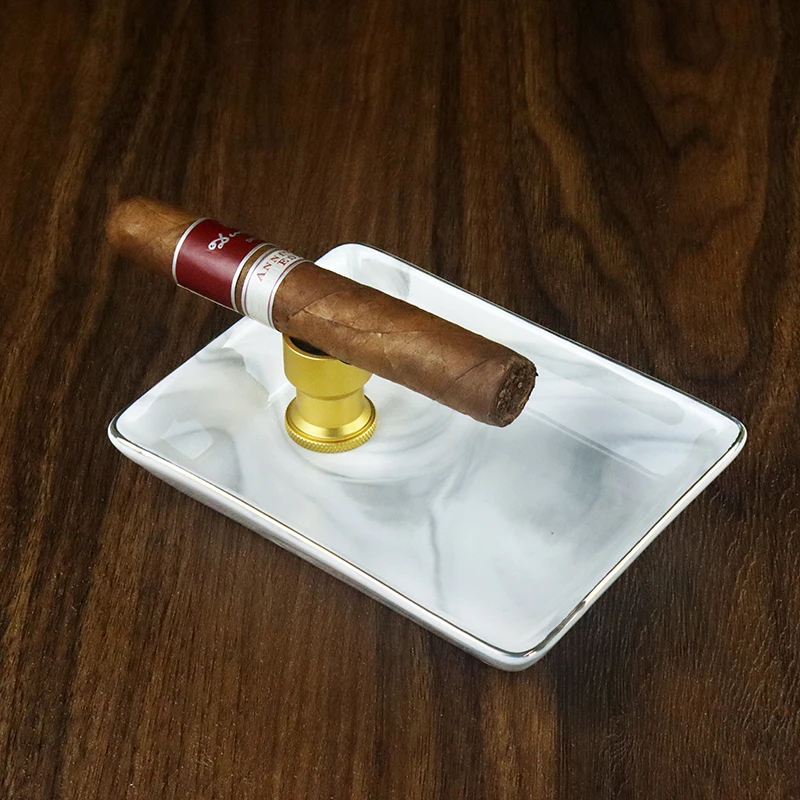 

Cigar Accessories Home Cigar Ashtray Holder Portable Ceramic 1 Cigars Ash Tray With Punch Stand Tobacco Cigarette Smoking Gadget