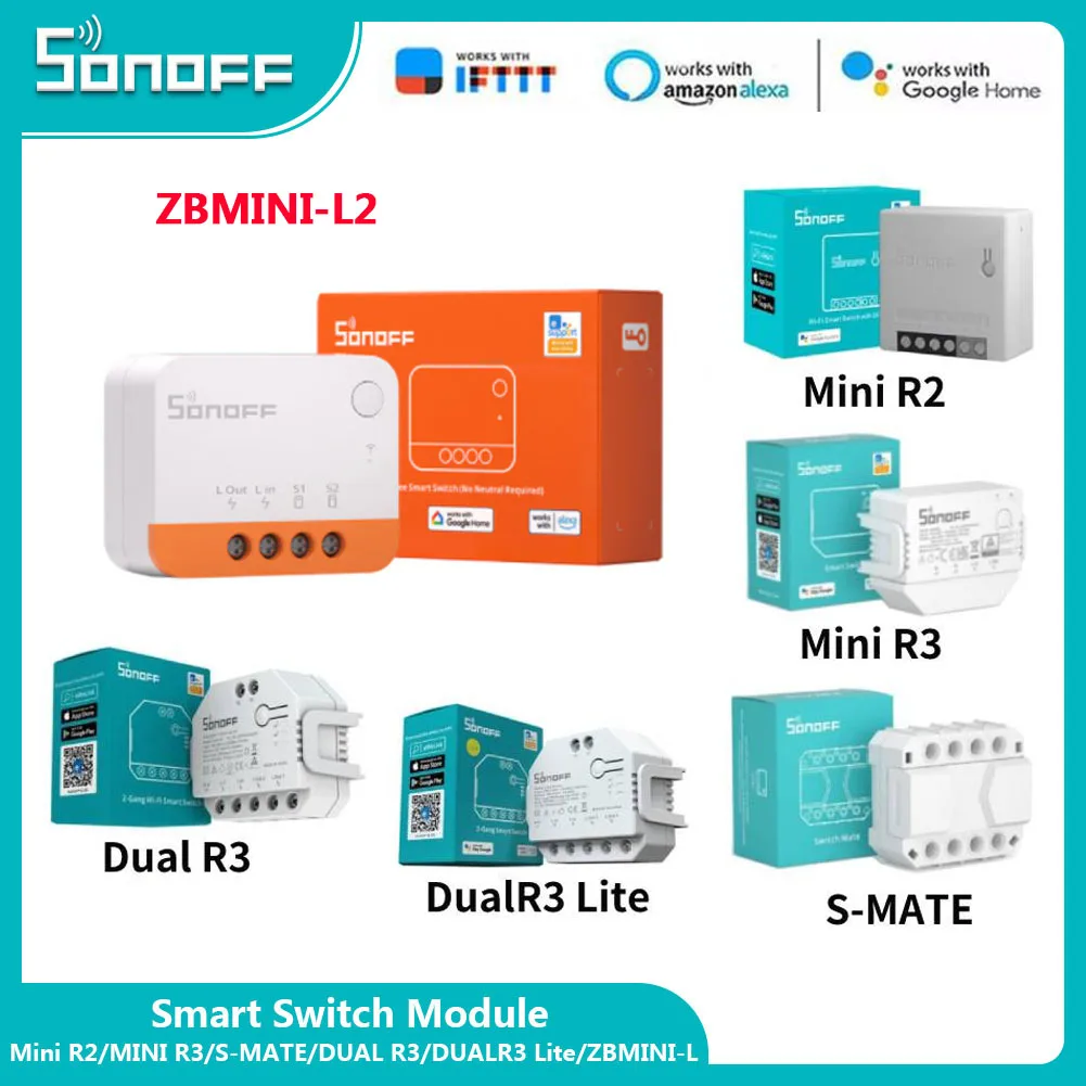 Sonoff Wifi Mini R2/MINI R3/S-MATE/DUAL R3/DUALR3 Lite/Φ умный переключатель 2-сторонний без нейтрального провода Alexa Google Home Ewelink
Sonoff Wifi Mini R2/MINI R3/S-MATE/DUAL R3/DUALR3 Lite/Φ умный переключатель 2-сторонний без нейтрального провода Alexa Google Home Ewelink