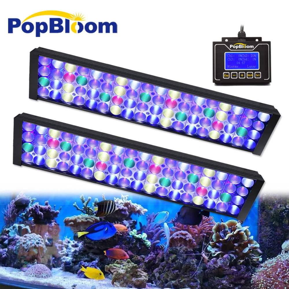 

PopBloom-LED Marine Aquarium Light,Full Spectrum Seawater LED Aquarium Lamp, Saltwater Reef Coral,SPS,LPS,Fish Tank, 120cm,48"