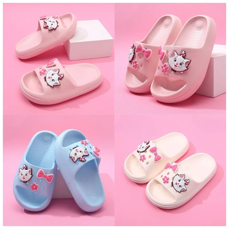 

Anime Disney Marie Cat Model Doll Slippers Kawaii Comfortable Soft Sole Outdoor Sandals Bathroom Anti Slip Slippers Kids Gift