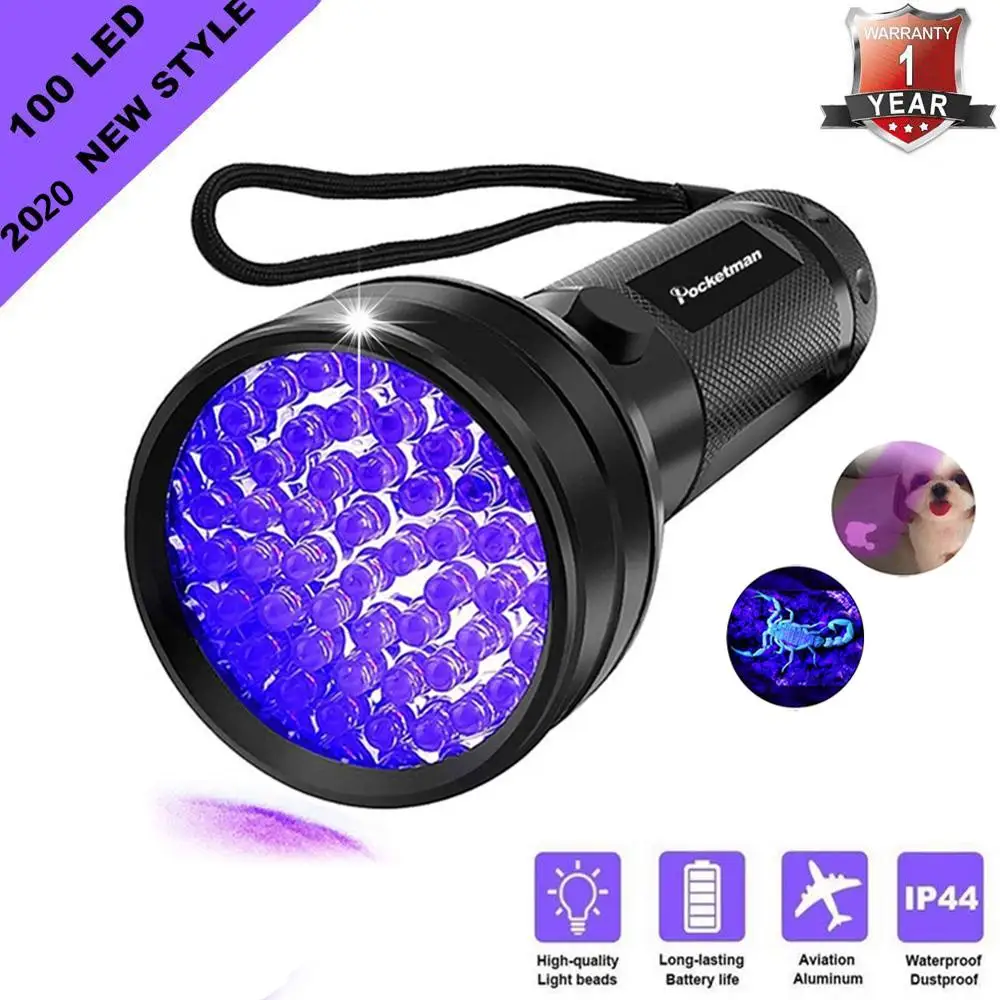 

UV Flashlight Black Light 100LED 51LED 21LED UV Light 395-400nm Ultraviolet Blacklight Detector for Dog Urine Pet Stains Bed Bug