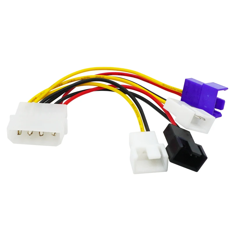 

1pcs 4-Pin Molex To 3-Pin Fan Power Cable Adapter Connector 12v*2 / 5v*1 Computer Cooling Fan Cables for CPU PC Case Fan