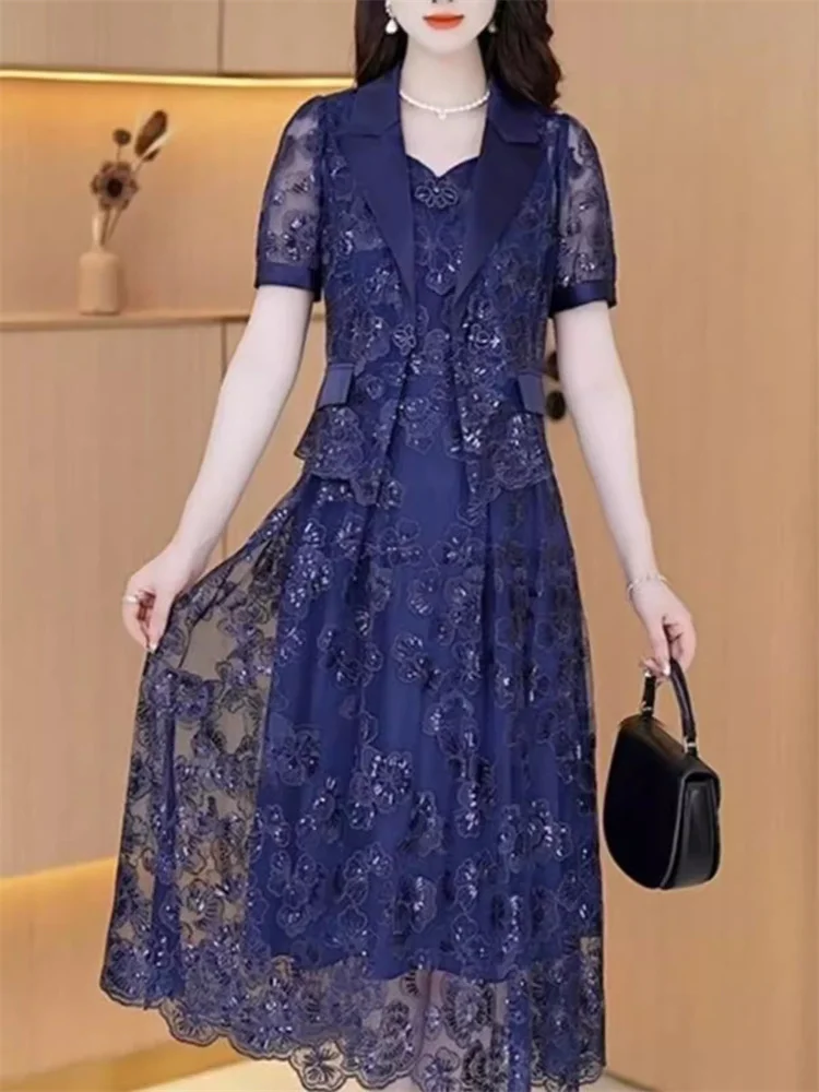 Mom Installed Two-piece Gauze Embroidered Suspender Dress Women Summer 2024 New Small Suit Jacket Slim Waist and Slim Suit Skirt
Mom Installed Two-piece Gauze Embroidered Suspender Dress Women Summer 2024 New Small Suit Jacket Slim Waist and Slim Suit Skirt