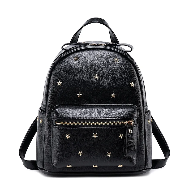 

Korean style women's rivet backpacks bag Brand fashion lovely backpack for girl PU leather schoolbag Backpacks 2024