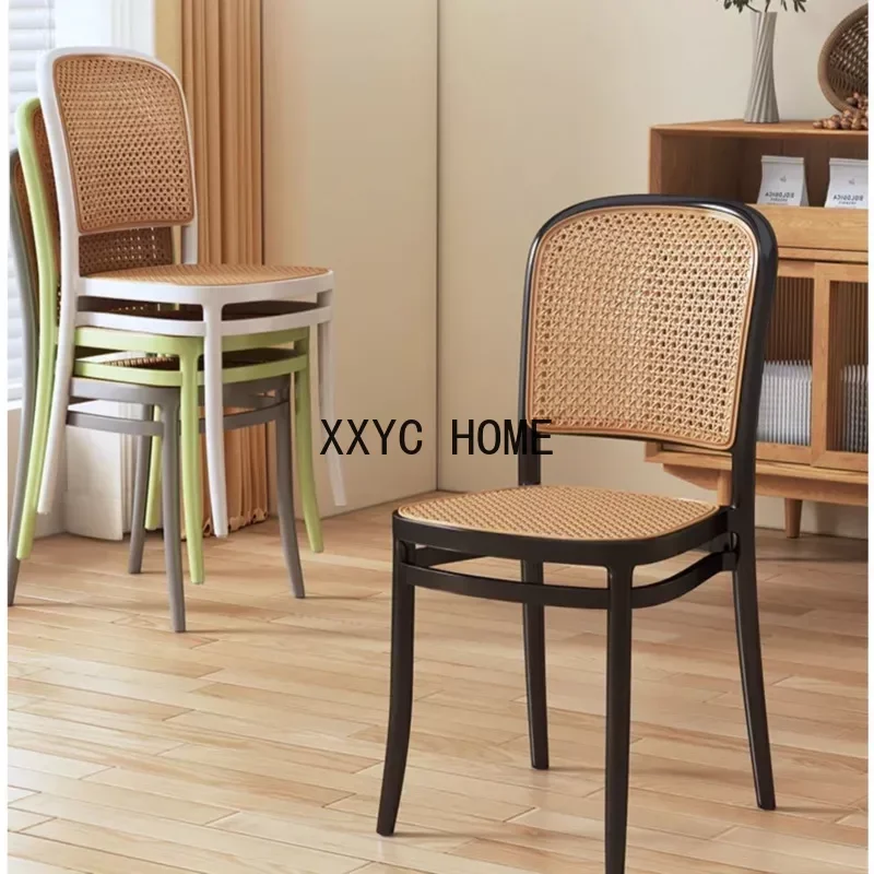 

2pcs Nordic Dining Chairs Imitation Rattan Restaurant Chair Superimposed Computer Chair Stable Load-bearing Kitchen Furniture