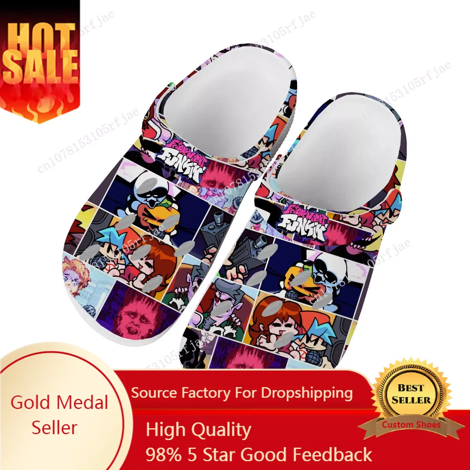 

Funkin Anime Cartoon Night Game Friday Home Clogs Men Women Teenager Custom Built Water Shoes Garden Beach Hole Slippers Sandals