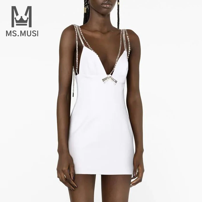 MSMUSI 2023 New Fashion Women Sexy Slim Strap Crystal Bow Chain Sleeveless Backless Bodycon Party Club Event Mini Dress Vestidos
MSMUSI 2023 New Fashion Women Sexy Slim Strap Crystal Bow Chain Sleeveless Backless Bodycon Party Club Event Mini Dress Vestidos