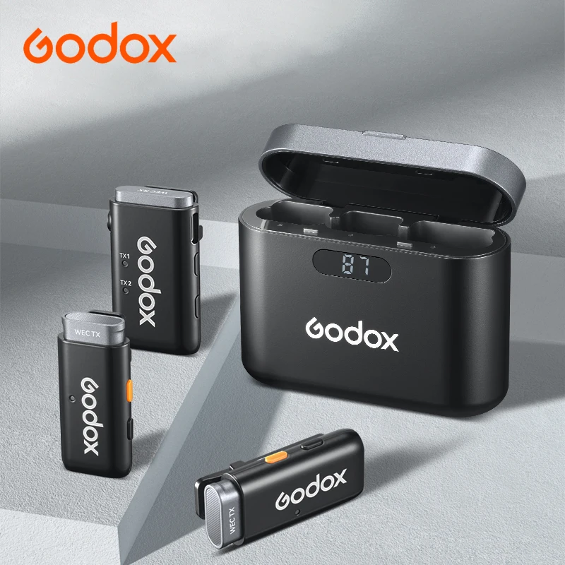 

Godox WEC KIT1 KIT2 2.4G Mini Wireless Lapel Microphone with Charging Case, for Smartphone Camera Podcast Interview YouTube