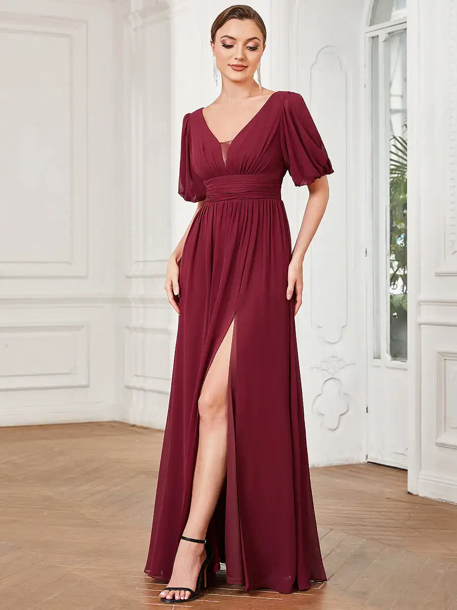 

Undersell 6/8 yards Gorgeous Evening Dresses Sleeveless Sexy Backless Mid-calf dress 2023 of Sparkly Burgundy Bridesmaid Dresses