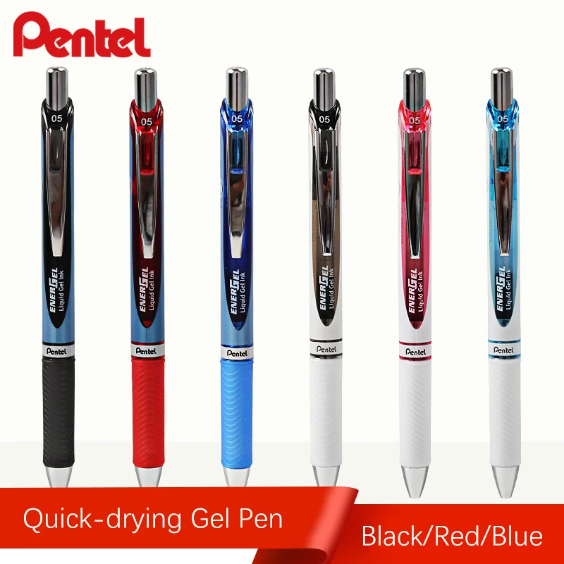 

12pcs Pentel Gel Pen ENERGEL Black Red Blue Liquid Gel Ink BLN75 0.5mm Penpoint Smooth Quick-drying Roller Ball Pen