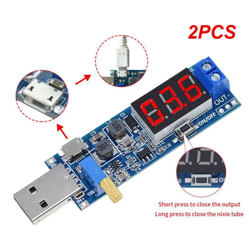 

2 шт., повышающий/понижающий модуль питания от 5 В до 3,5 В/12 в USB, Регулируемый понижающий преобразователь постоянного тока 1,2-24 В