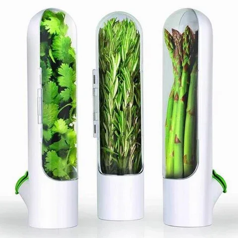 

Herb Storage Container And 2021 Premium Herb Keeper, Keeps Vegetables And Greens Fresh For 2x Longer For Kitchen Storage Utensi