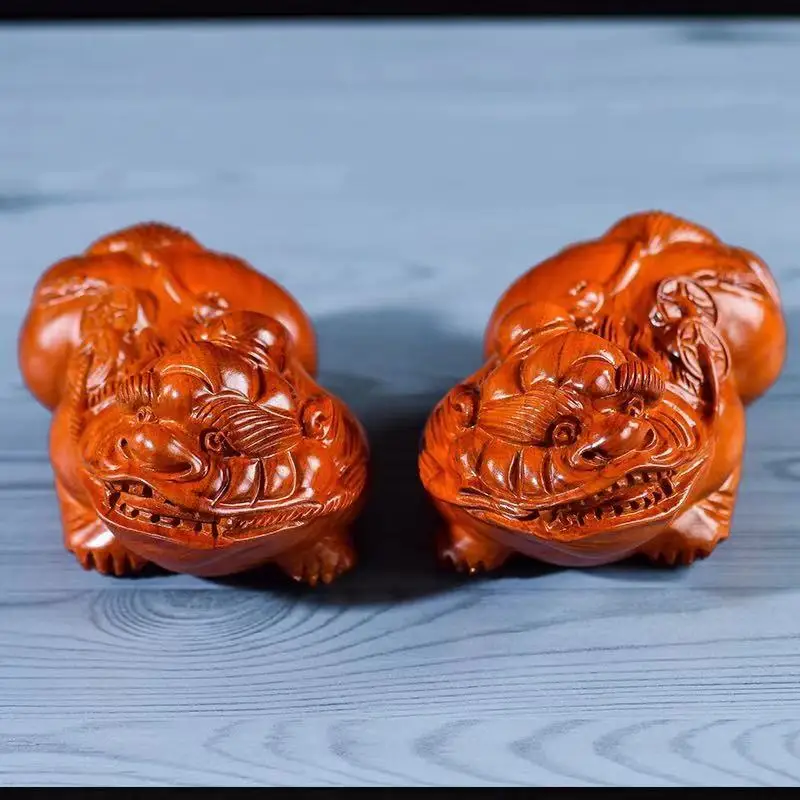 Деревянная резьба по дереву из черного дерева, украшение Pi Xiu, пара домашних украшений для гостиной, детские открытые подарки