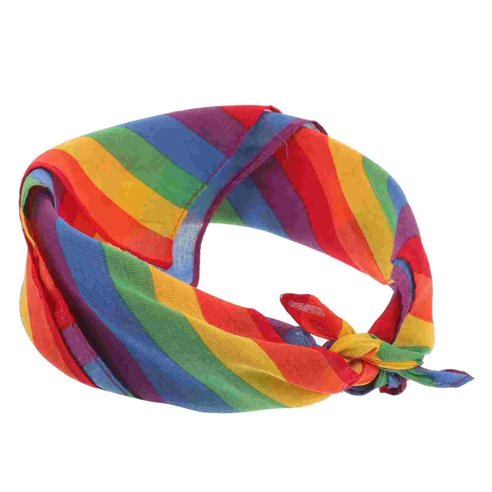 

2 Pcs Colorful Striped Square Scarf Handkerchief Bandana Headband for Women Hiphop