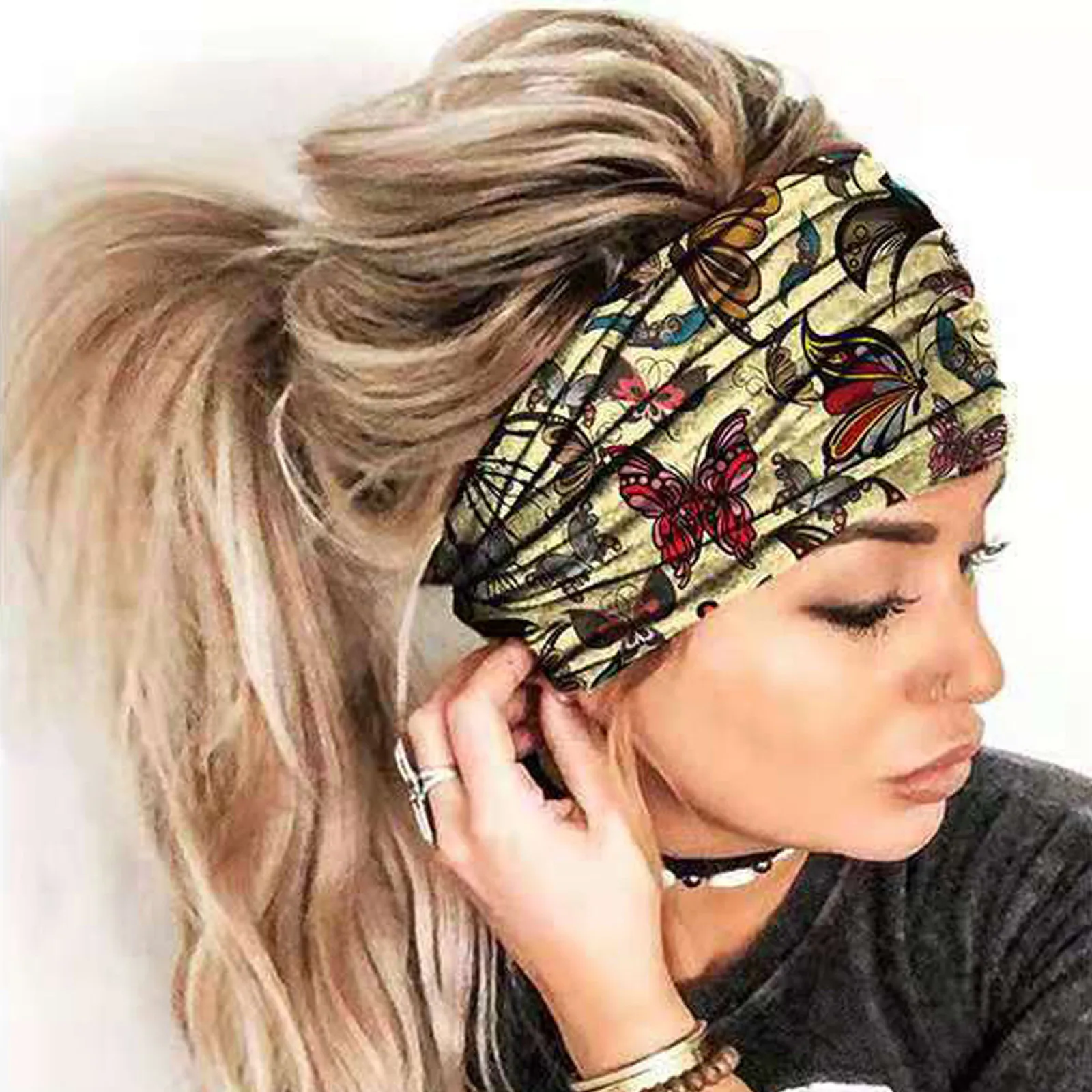 

Bohemian Twisted Stretch Headbands Womens Wide Edge Headwrap Turban Cycling Climbing Sports Bandage Sweatband Bandana Headwear