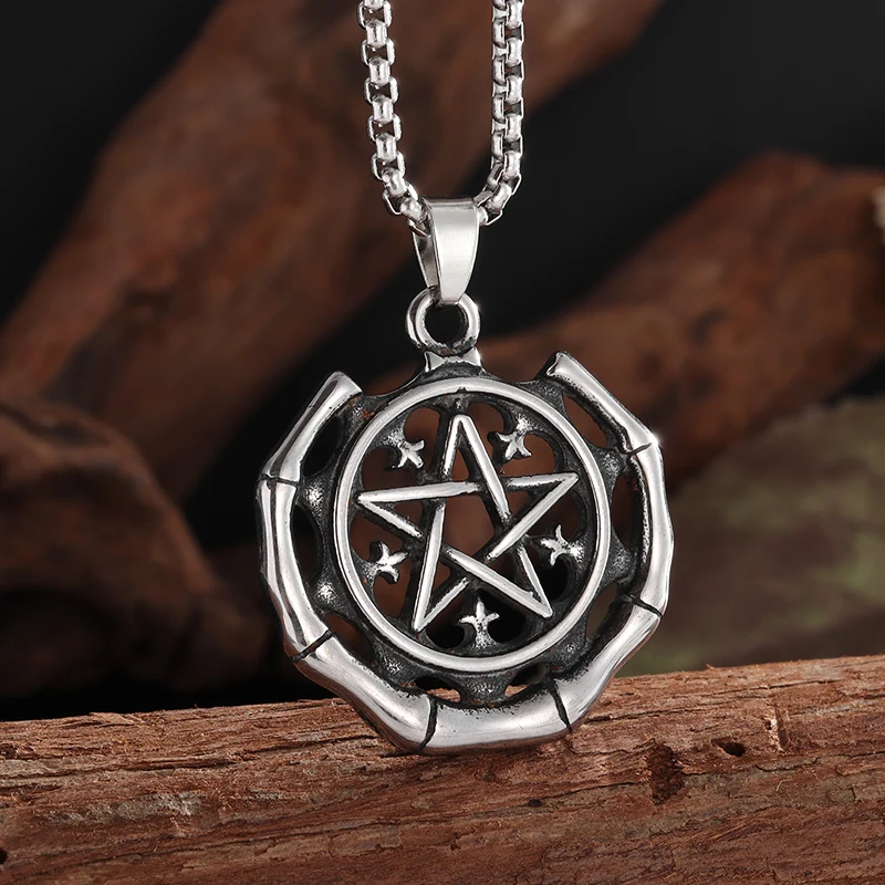 

Vintage Viking Celtic Pentagram Pendant Necklace Men Women Lucky Star Amulet Jewelry Gift