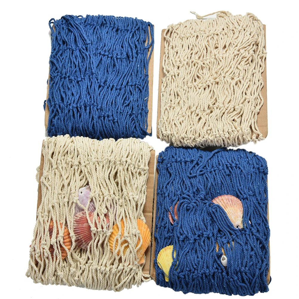 Nautical Fish Net Wall Decor - Cotton Rope with Real Seashells 2 S44c94f8da92b48018334d0ff60ad97673