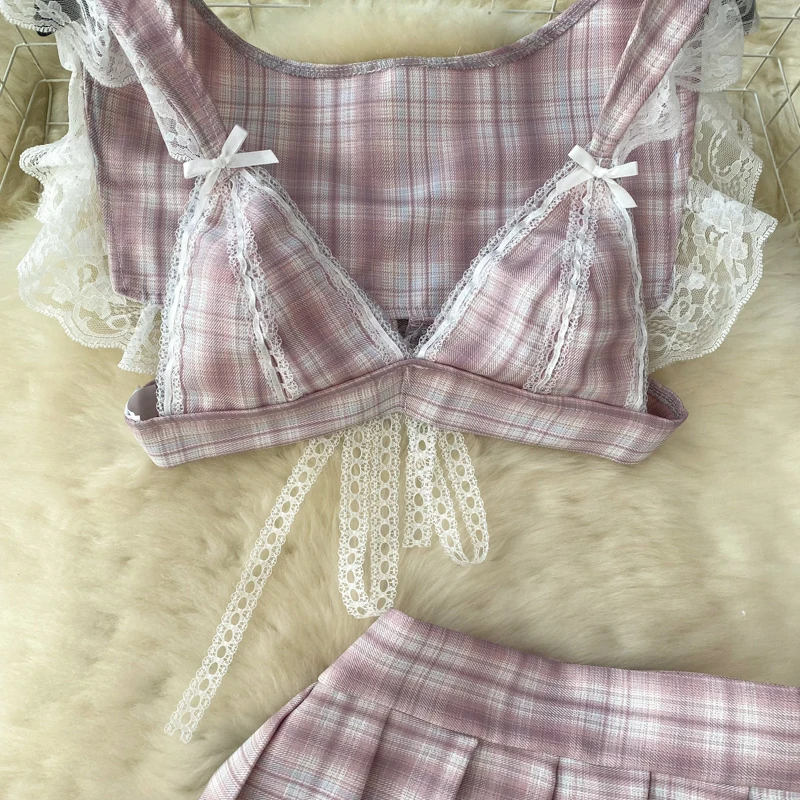 SINGREINY Japonês JK Uniforme Ternos Sexy 2023 Alças Top + Vestido Plissado Cosplay Mulheres Roupa Interior Preppy Erótico Duas Peças Conjuntos SINGREINY Japonês JK Uniforme Ternos Sexy 2023 Alças Top + Vestido Plissado Cosplay Mulheres Roupa Interior Preppy Erótico Duas Peças Conjuntos