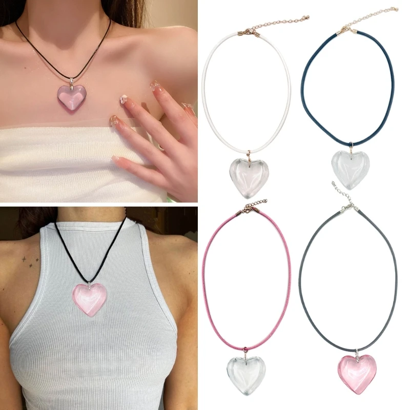 

Ожерелье с подвеской в ​​форме сердца для женщин и девочек, цепочка на шею, ювелирные изделия, регулируемая длина, колье