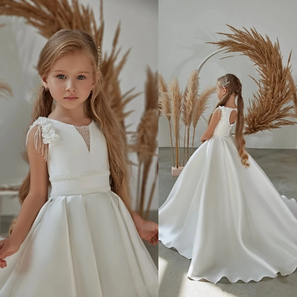 Elegant Long White Flower Girl Dresses for Weddings 3D Flowers Beaded Satin A-line Birthday Pageant Robe First Communion Gown
Elegant Long White Flower Girl Dresses for Weddings 3D Flowers Beaded Satin A-line Birthday Pageant Robe First Communion Gown