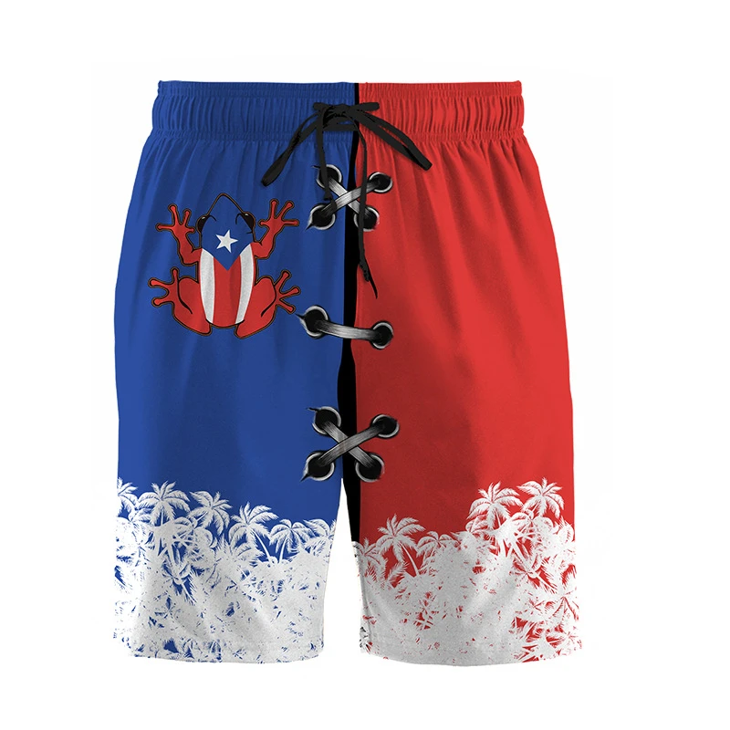 

Шорты мужские с флагом Пуэрто-Рико, повседневные модные штаны для спортзала, с 3D принтом, подростковые, для серфинга, летние