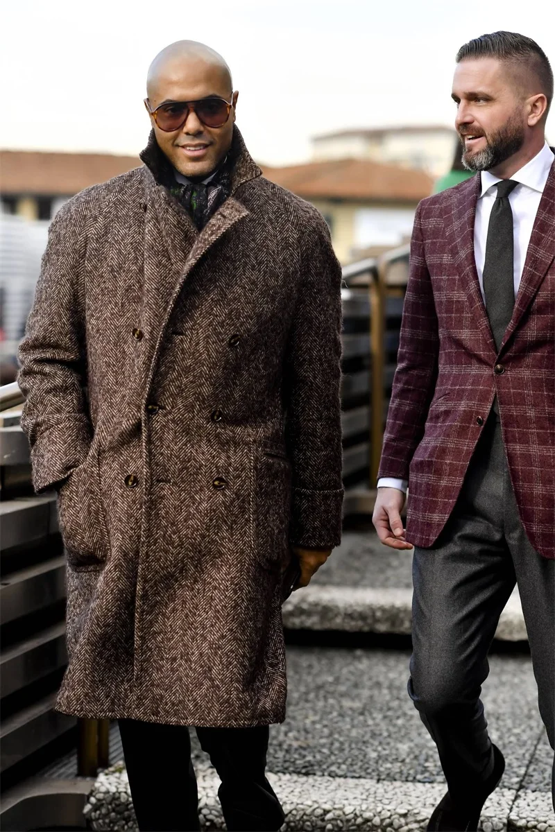 Brown Herringbone Men Suit Blazer Coat Thick Tweed Long Overcoat Casual Jacket Kingcoat Winter Custom Made Streetwear Outfit
Brown Herringbone Men Suit Blazer Coat Thick Tweed Long Overcoat Casual Jacket Kingcoat Winter Custom Made Streetwear Outfit