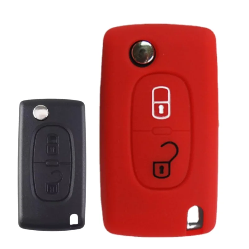 

Silicone Car Key Case For Peugeot 308 207 307 3008 5008 For Citroen C2 C3 C4 C8 2 Buttons Flip Remote Cover Shell Accessories