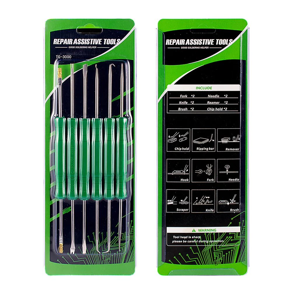 6Pcs Desoldering Aid Tool Kit Soldering Aid Assist Tool PCB Cleaning Repair Tool For Scraper Awl Brush Rod Soldering Power Tool
6Pcs Desoldering Aid Tool Kit Soldering Aid Assist Tool PCB Cleaning Repair Tool For Scraper Awl Brush Rod Soldering Power Tool