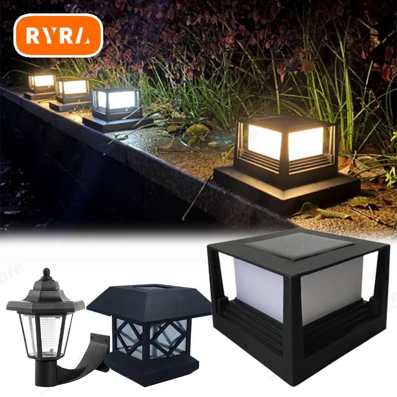 

Solar Light Outdoor Waterproof Solar Post Light Villa Column Lamp Fence Gate Pillar Head LED Lamp For House Gate Patio Garden