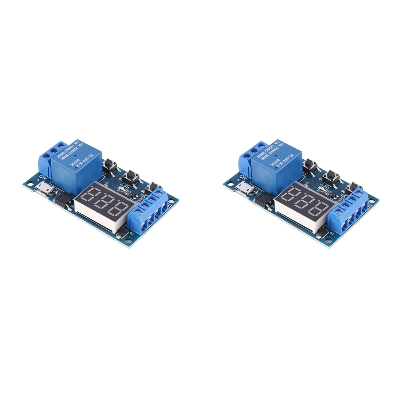 

2X HW-521 Digital Time Delay 1 Way Relay Trigger Cycle Timer Delay Switch Circuit Board Timing Control Module