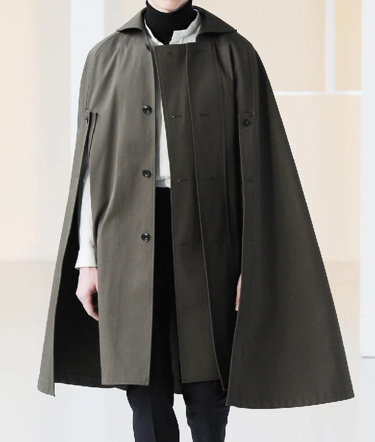 

Новинка 2024, молодежное осенне-зимнее модное мужское пальто, свободное искусственное пальто, шерстяная Толстая фотопальто средней длины