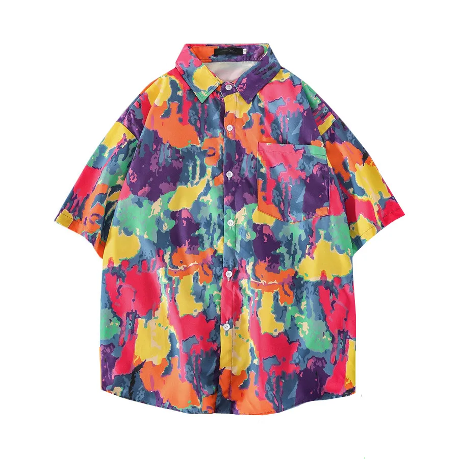 Fashion Mens Colorful Tie Dye Button Up Shirt Summer New Hawaiian Beach Shirts Mens Loose Short Sleeve Chemise Hawaiienne Homme
Fashion Mens Colorful Tie Dye Button Up Shirt Summer New Hawaiian Beach Shirts Mens Loose Short Sleeve Chemise Hawaiienne Homme