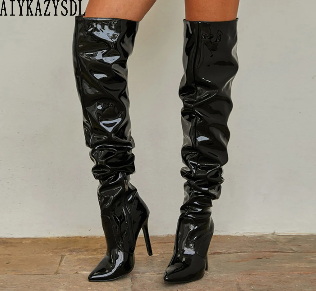 AIYKAZYSDL 2023 Vinyl Glossy Over The Knee Boots Women Thigh High Boots Patent Leather Side Zipper Sapatos Femininos Shoes 40-42
AIYKAZYSDL 2023 Vinyl Glossy Over The Knee Boots Women Thigh High Boots Patent Leather Side Zipper Sapatos Femininos Shoes 40-42