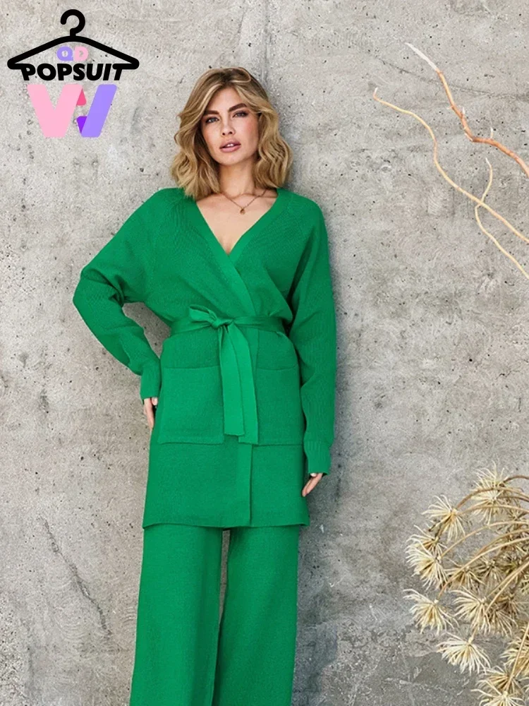 New In Women Wide Leg Pants Knitted Cardigan Two Pieces Set Casual Slim Belt Pocket Multi Color Daily Temperament Sweaters Sets
New In Women Wide Leg Pants Knitted Cardigan Two Pieces Set Casual Slim Belt Pocket Multi Color Daily Temperament Sweaters Sets
