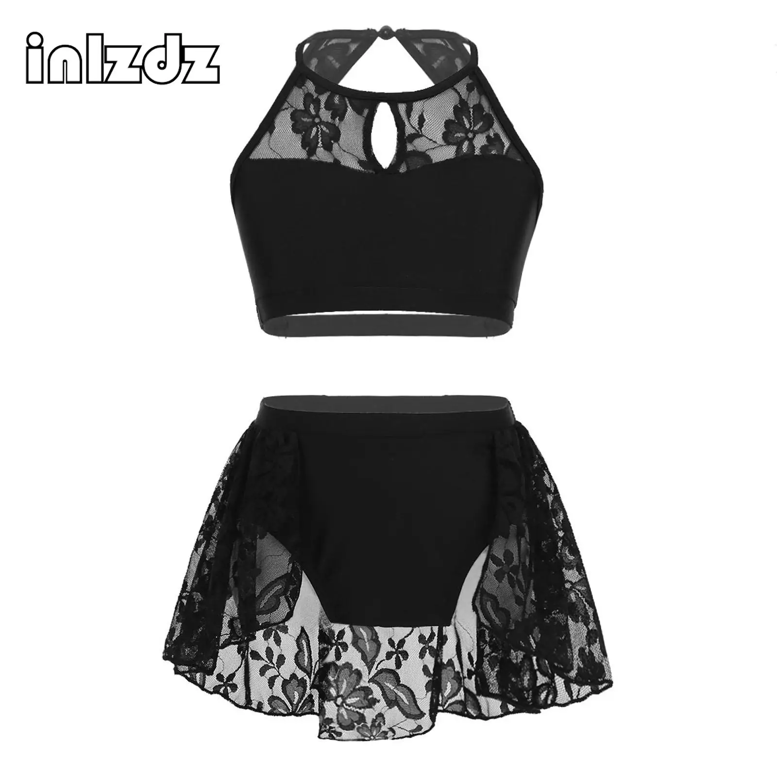 Kids Girls 2Pcs Ballet Gymnastics Outfits Halter Lace Splice Crop Tops with Shorts Set Modern Dance Dress Lyrical Dancewear
Kids Girls 2Pcs Ballet Gymnastics Outfits Halter Lace Splice Crop Tops with Shorts Set Modern Dance Dress Lyrical Dancewear