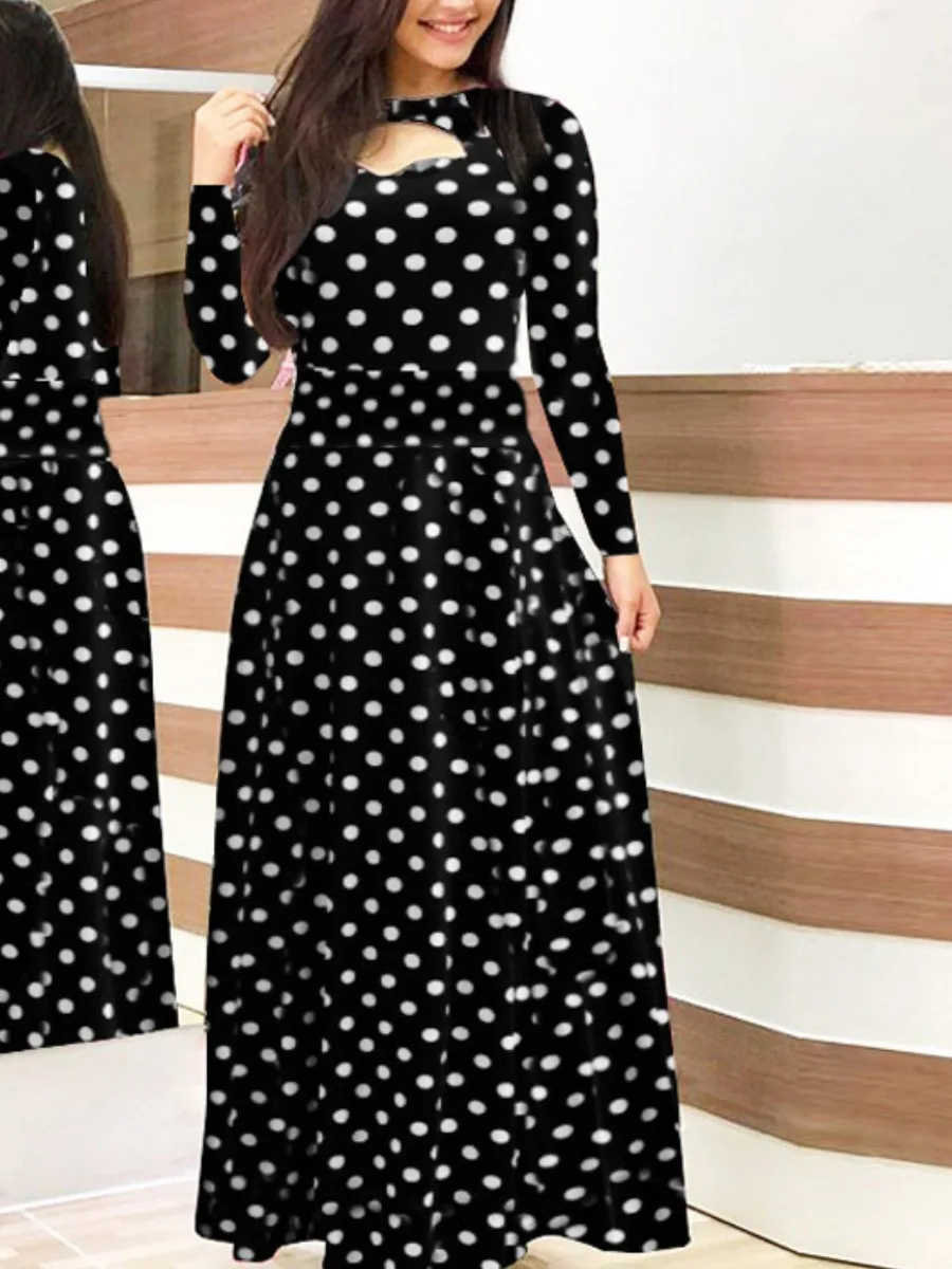 LW Oversize Elegant Women's Long Dresses Autumn Retro Dot Printed Cut Out Long Sleeve High Waist A Line Banquet Maxi Dress L-5XL
LW Oversize Elegant Women's Long Dresses Autumn Retro Dot Printed Cut Out Long Sleeve High Waist A Line Banquet Maxi Dress L-5XL